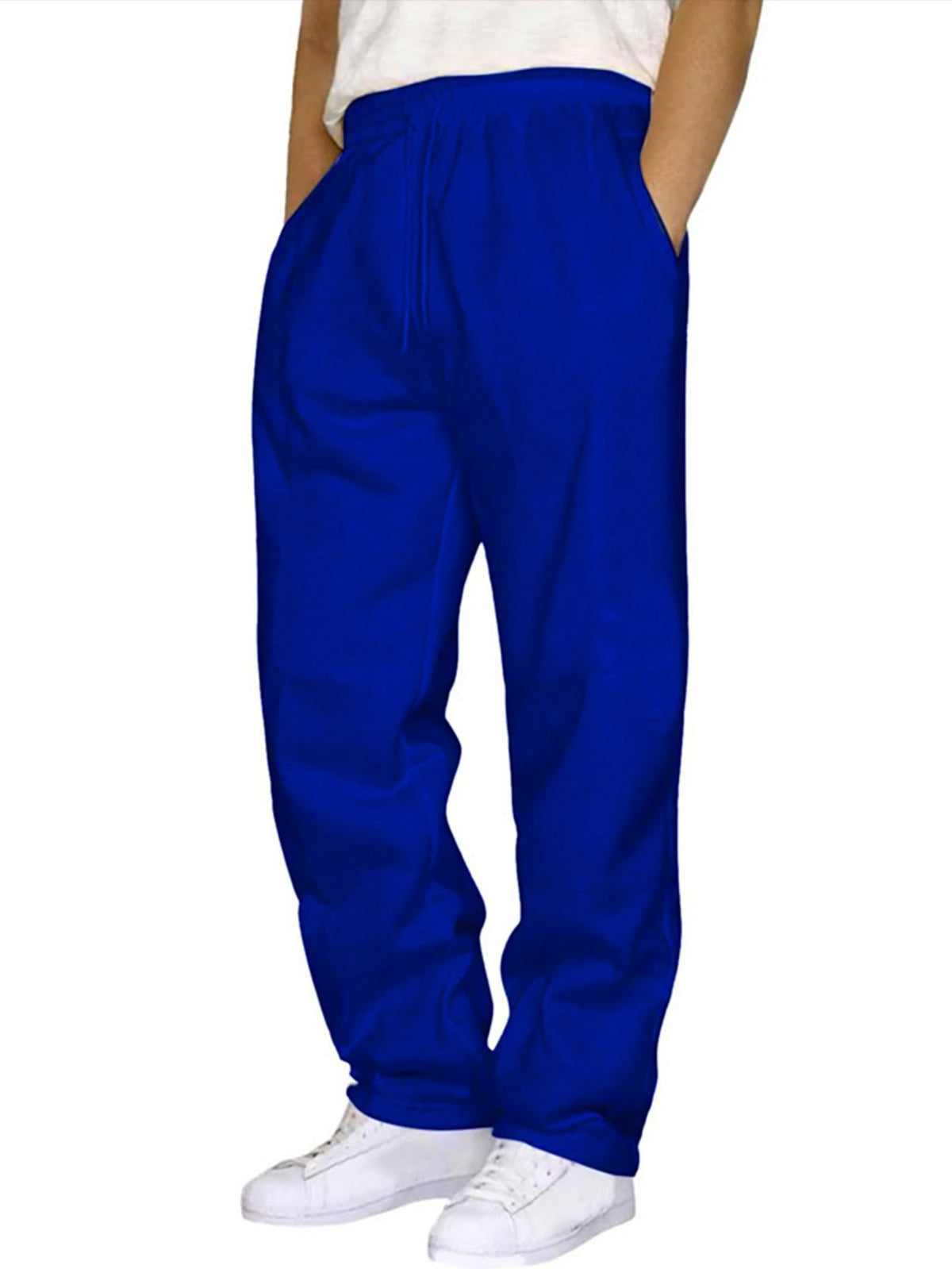 Pantalon homme effet lin taille à cordon – Coupe droite décontractée