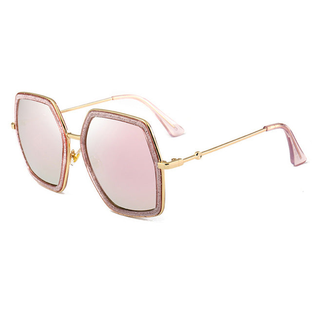Quadratische Damen-Sonnenbrille – verspiegelte Gläser, Acetatrahmen, Party- & Strand-Style