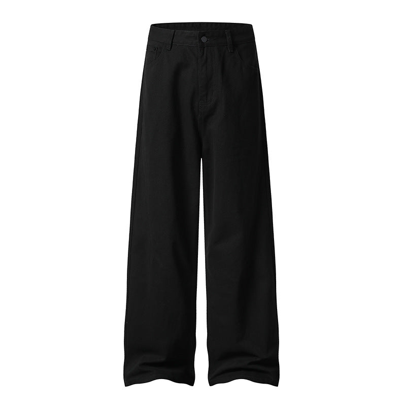 Pantalon droit taille mi-haute – Coupe droite, fermeture éclair, style streetwear