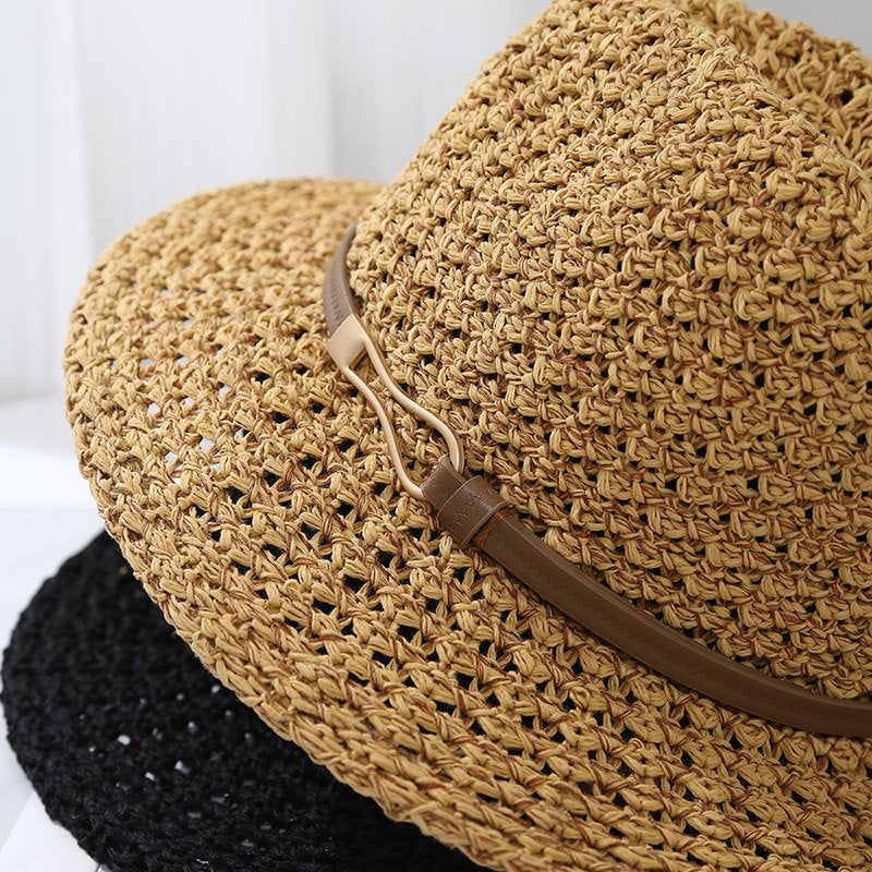 Chapeau d’été femme ajouré à ruban contrastant