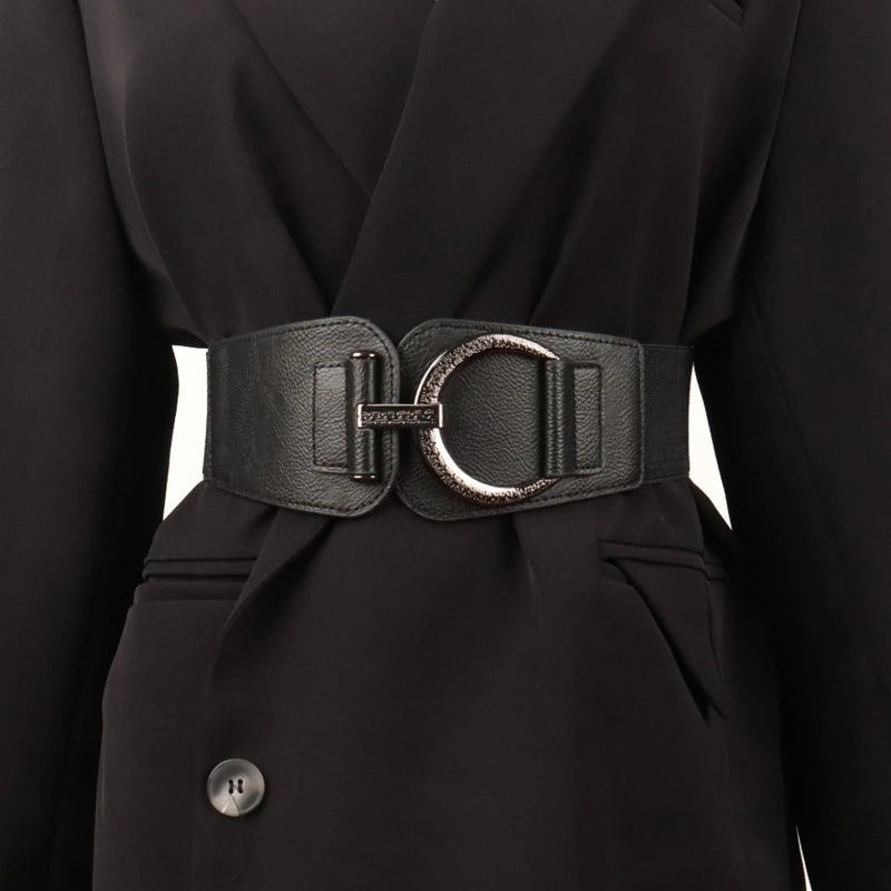 Ceinture Large Femme Style Vintage – Corset Élastique, Boucle & Effet Sculptant