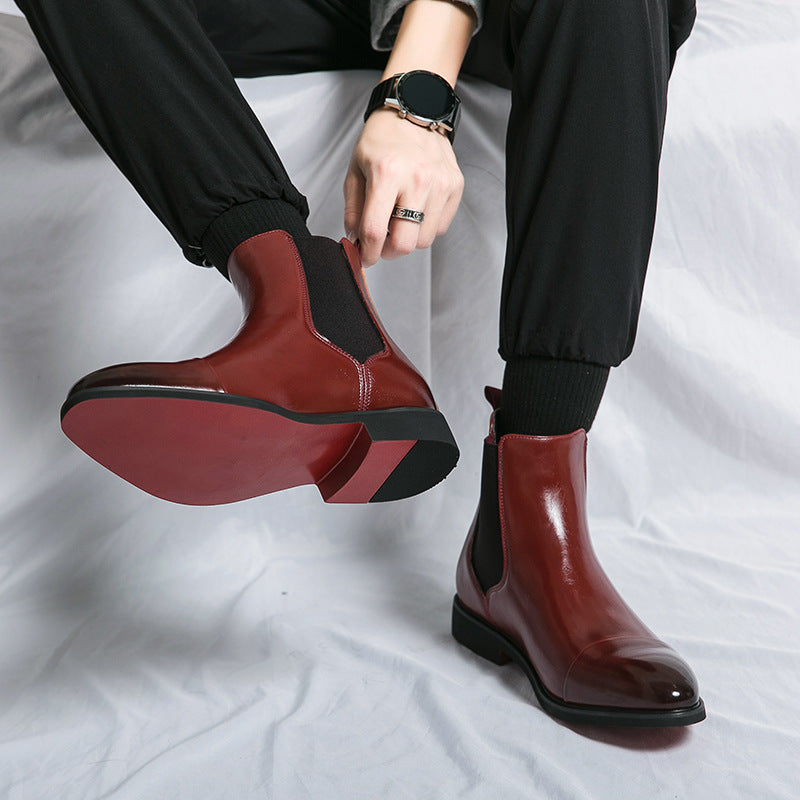 Bottines Chelsea homme à bout pointu et semelle rouge
