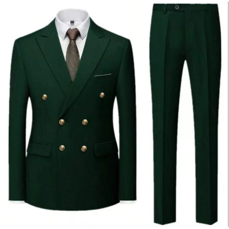 Costume homme croisé à boutons dorés – Coupe ajustée