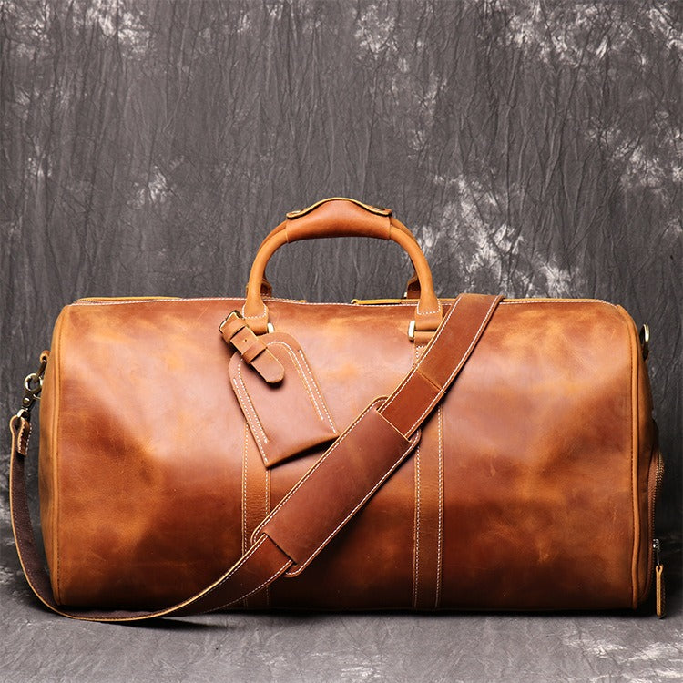 Sac de voyage en cuir de vachette style rétro