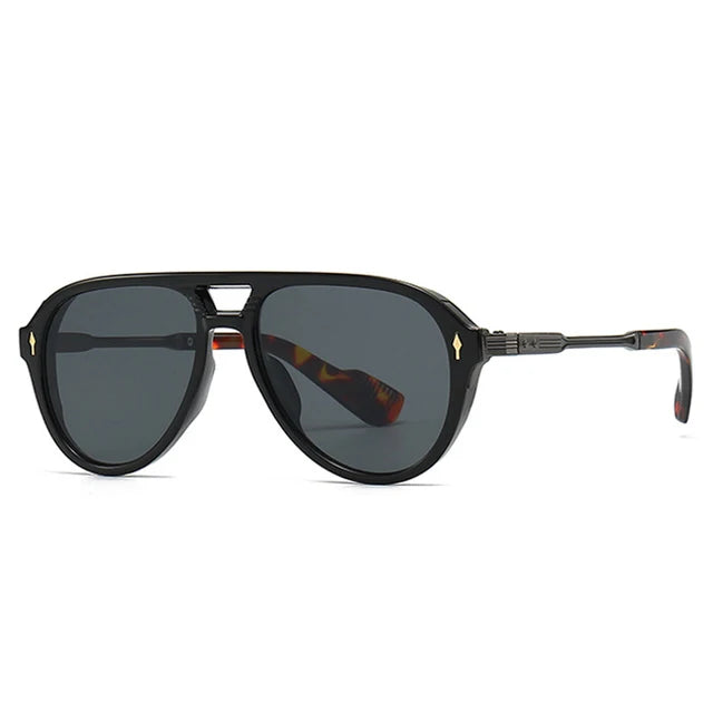 Lunettes de Soleil Aviateur Rétro Double Pont avec Rivets – Style Luxe Unisexe