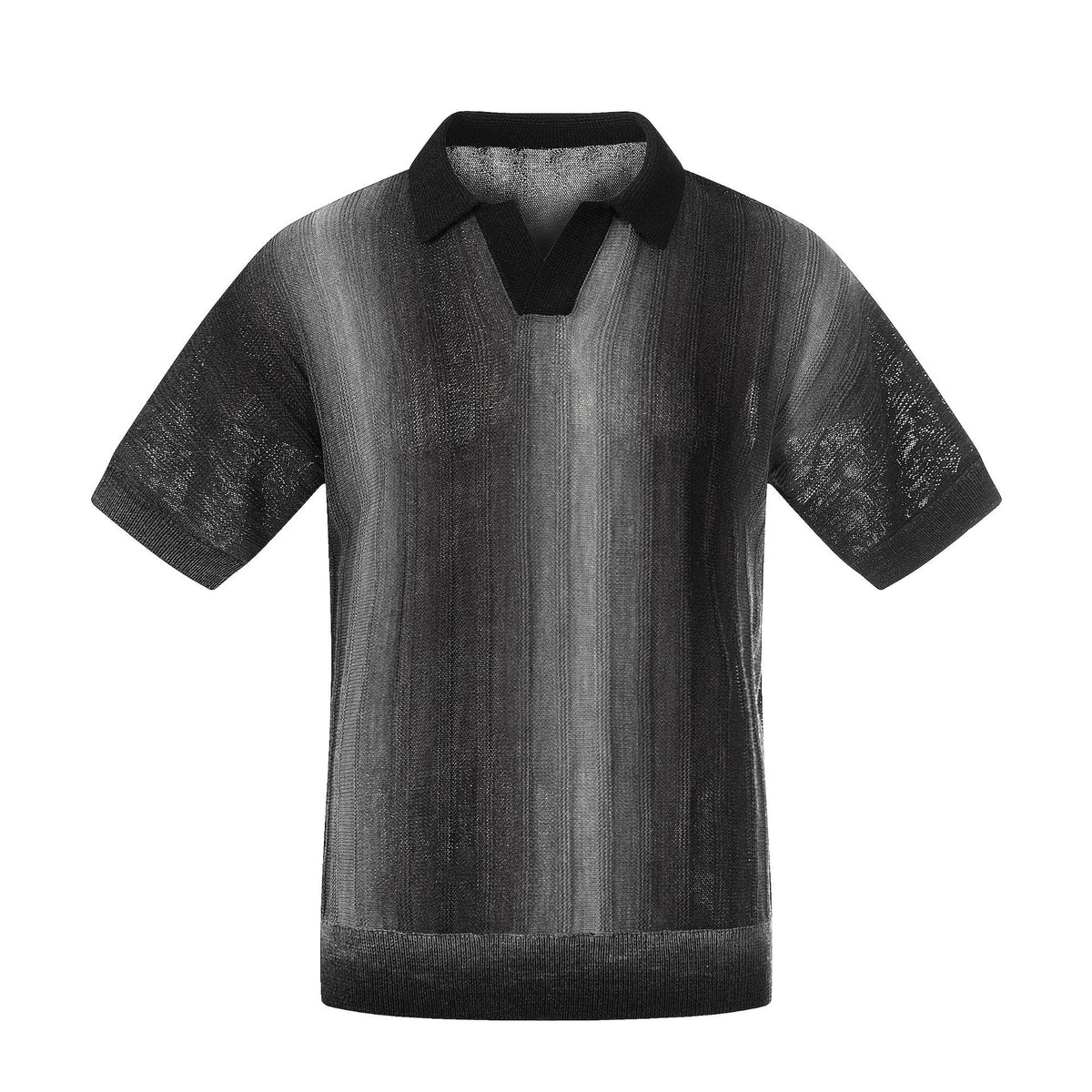Polo homme en coton mélangé à maille texturée et rayures dégradées