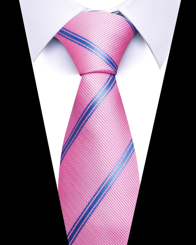 Cravate homme rayée en polyester – 8 cm
