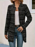 Women's open-front plaid blazer long sleeve unlined