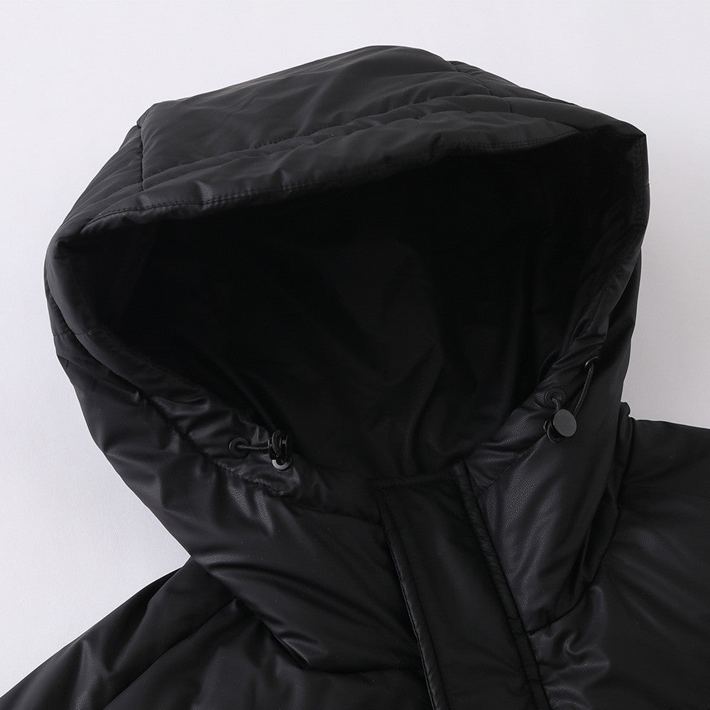Doudoune homme noire en duvet à capuche, coupe ample