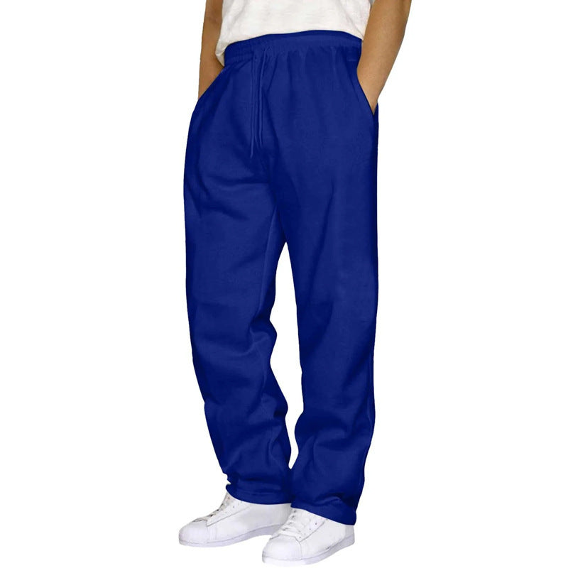 Pantalon homme effet lin taille à cordon – Coupe droite décontractée