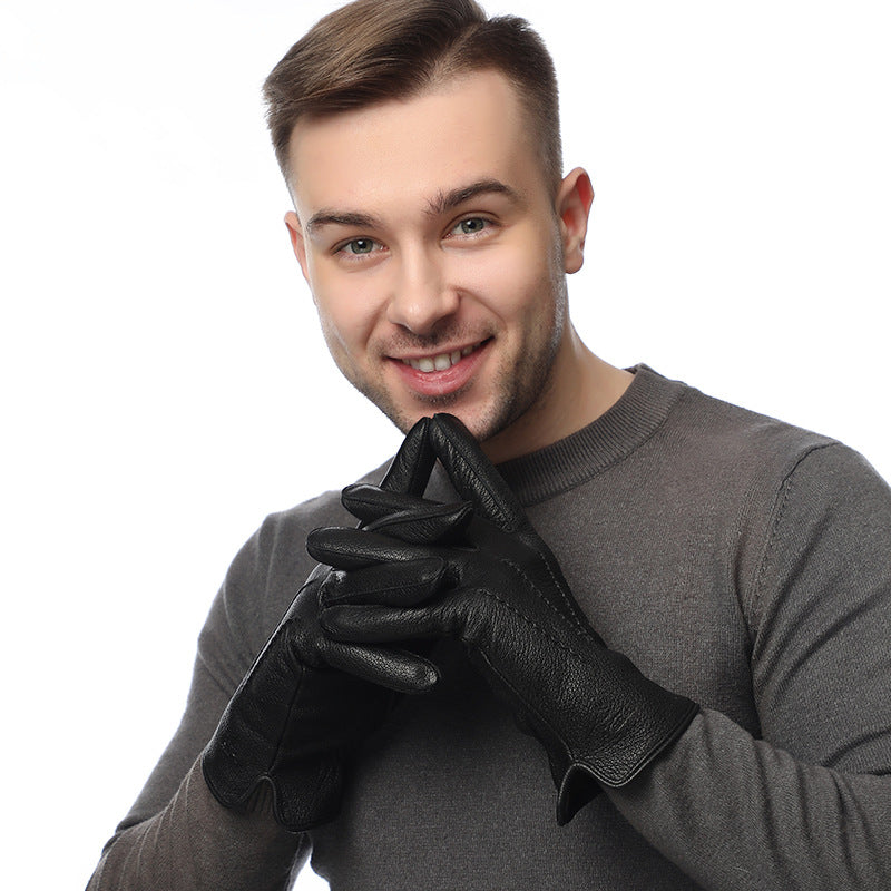 Gants homme noirs à doublure en laine