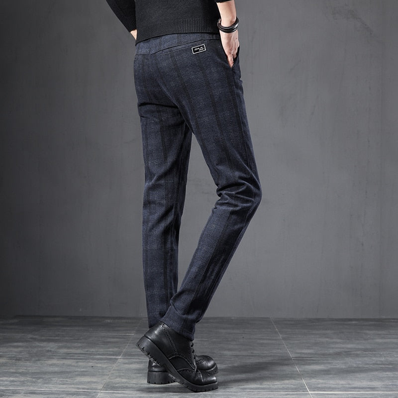 Pantalon homme slim à carreaux stretch