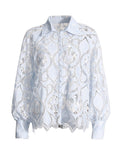 Chemise femme brodée ajourée à manches bouffantes