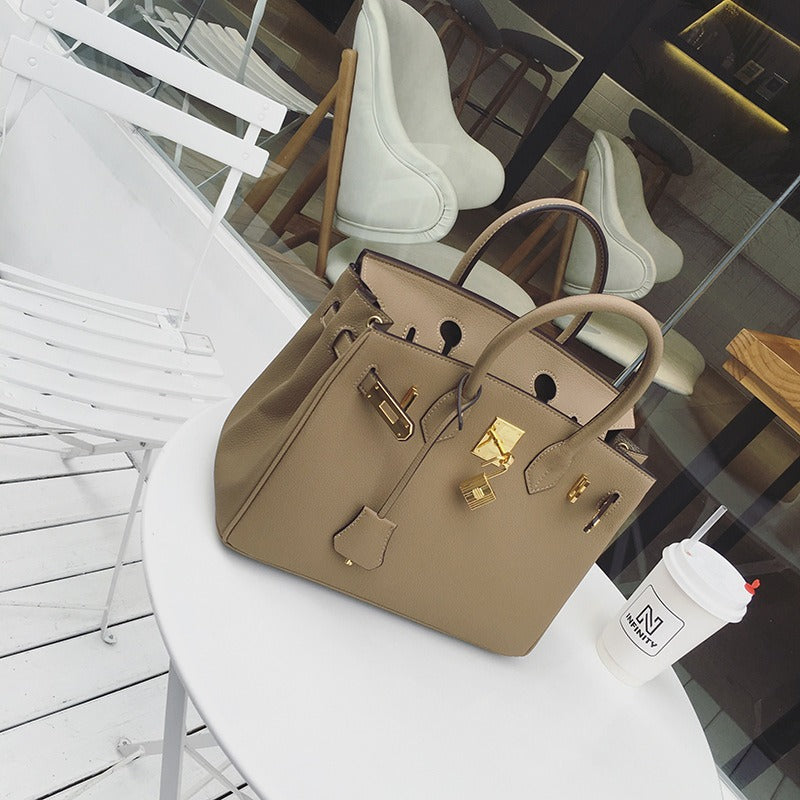 Damenhandtasche Litschi-Maserung – Umhängetasche PU-Leder
