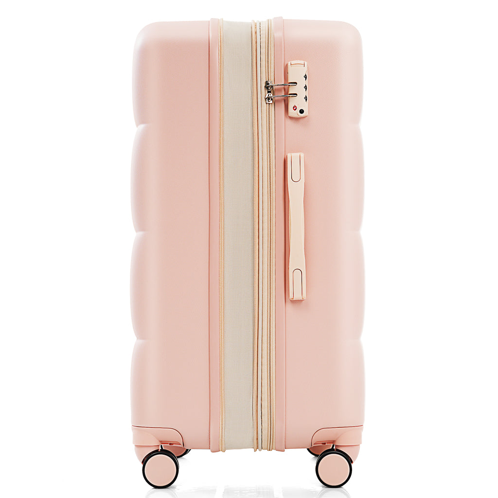 Set de 3 Valises Rigides Rose en ABS – Port USB, Porte-Gobelet et Roulettes 360°