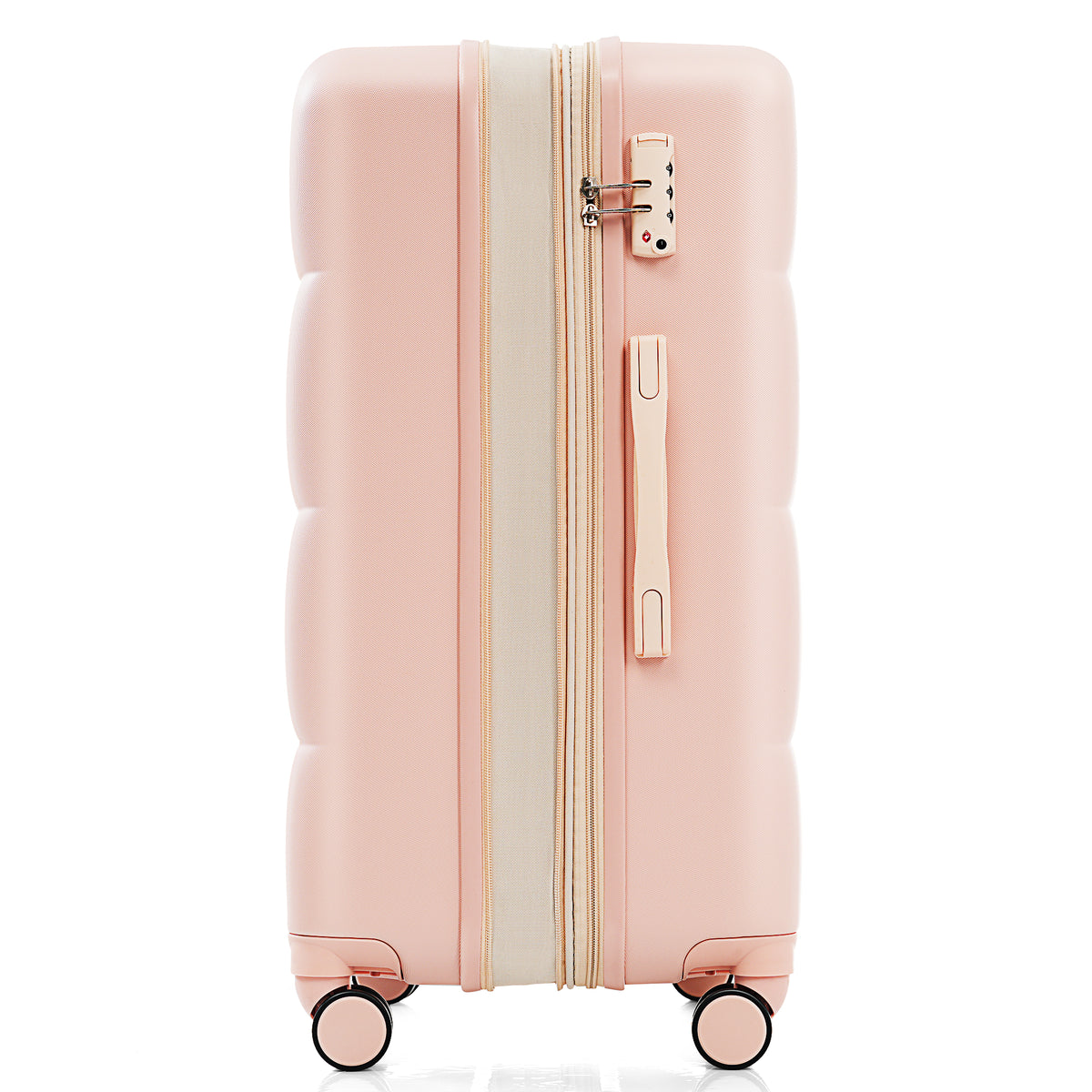 Set de 3 Valises Rigides Rose en ABS – Port USB, Porte-Gobelet et Roulettes 360°