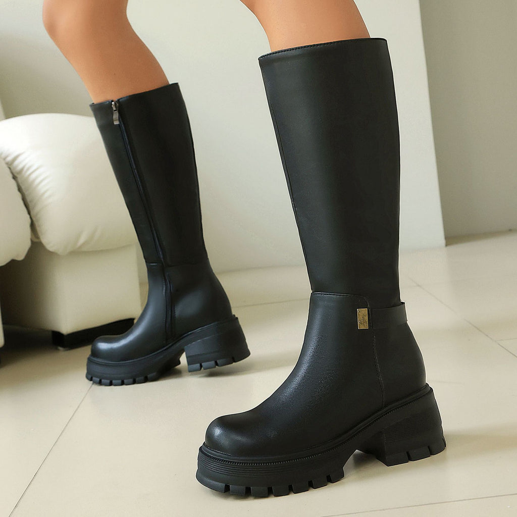 Cuissardes Talon Haut Femme – Suédé Synthétique, Style Punk, Talon Épais Automne/Hiver