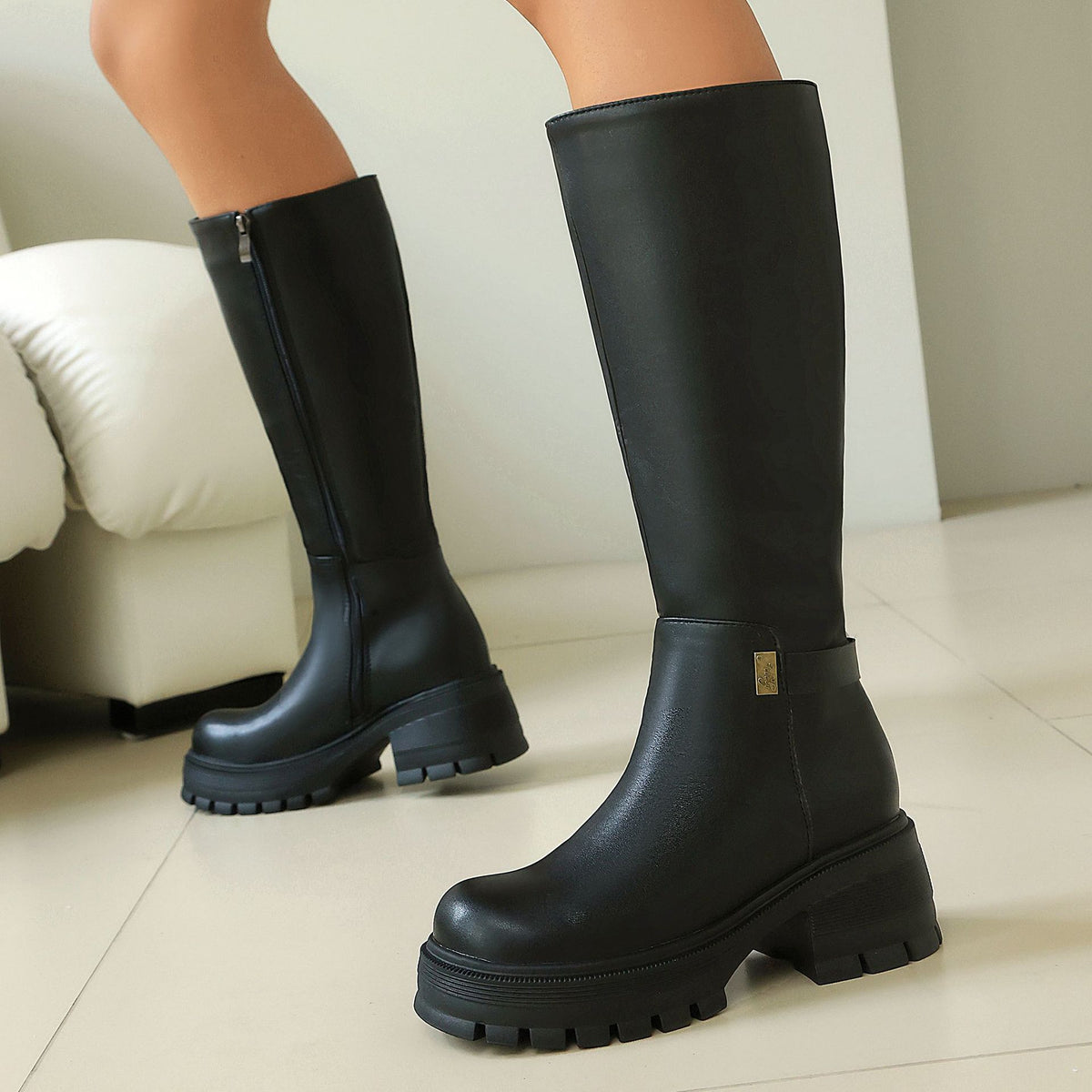 Cuissardes Talon Haut Femme – Suédé Synthétique, Style Punk, Talon Épais Automne/Hiver