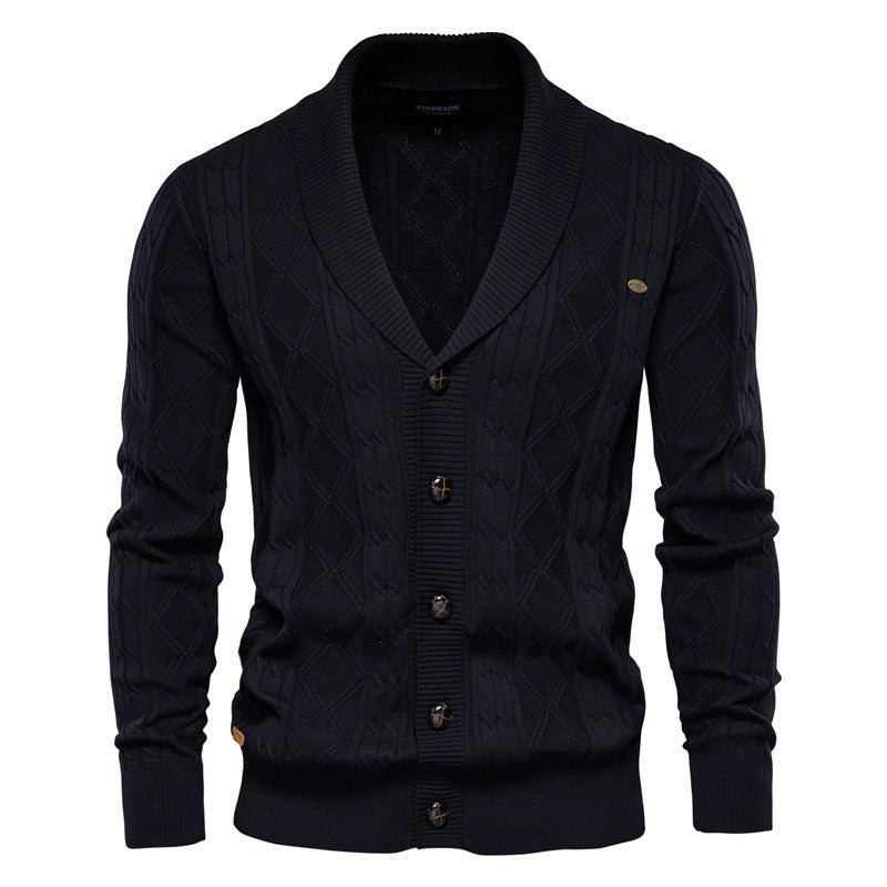 Herren-Strickjacke mit V-Ausschnitt und Zopfmuster – Langer Oversize-Pullover für den Winter