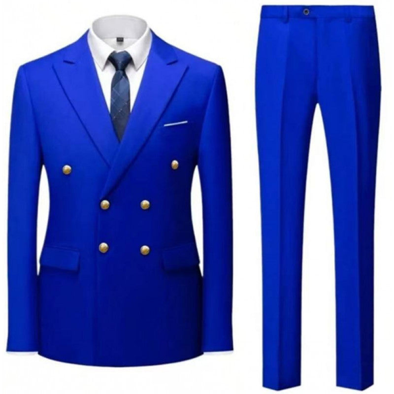 Costume homme croisé à boutons dorés – Coupe ajustée