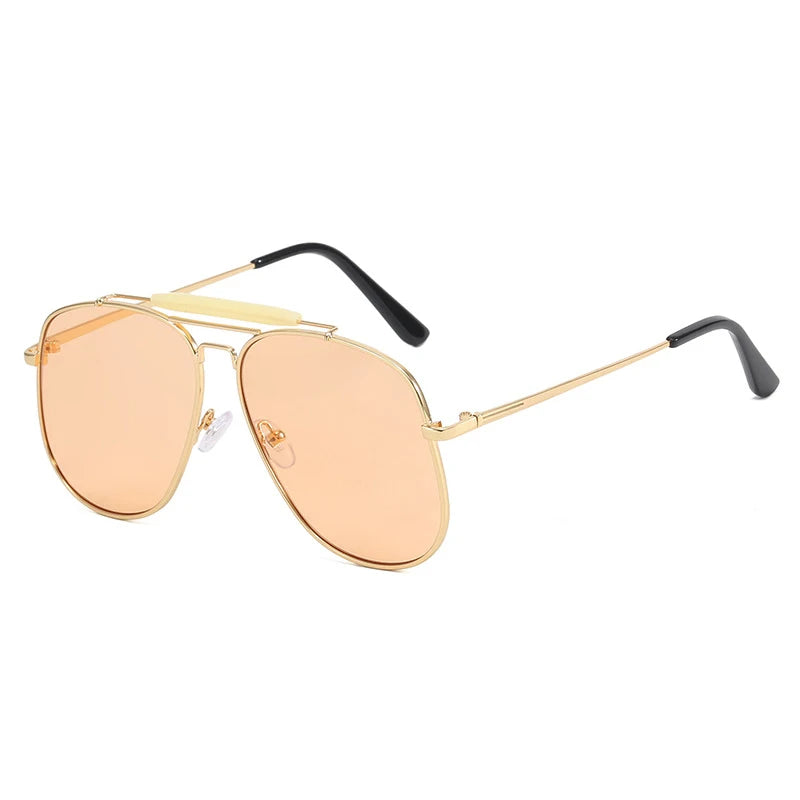 Women's Aviator Sunglasses – Double Metal Bridge, Grey UV400 Lenses