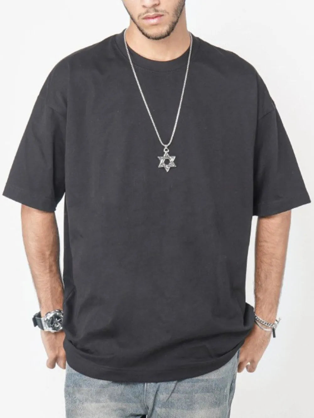 T-shirt homme oversize en coton à col rond