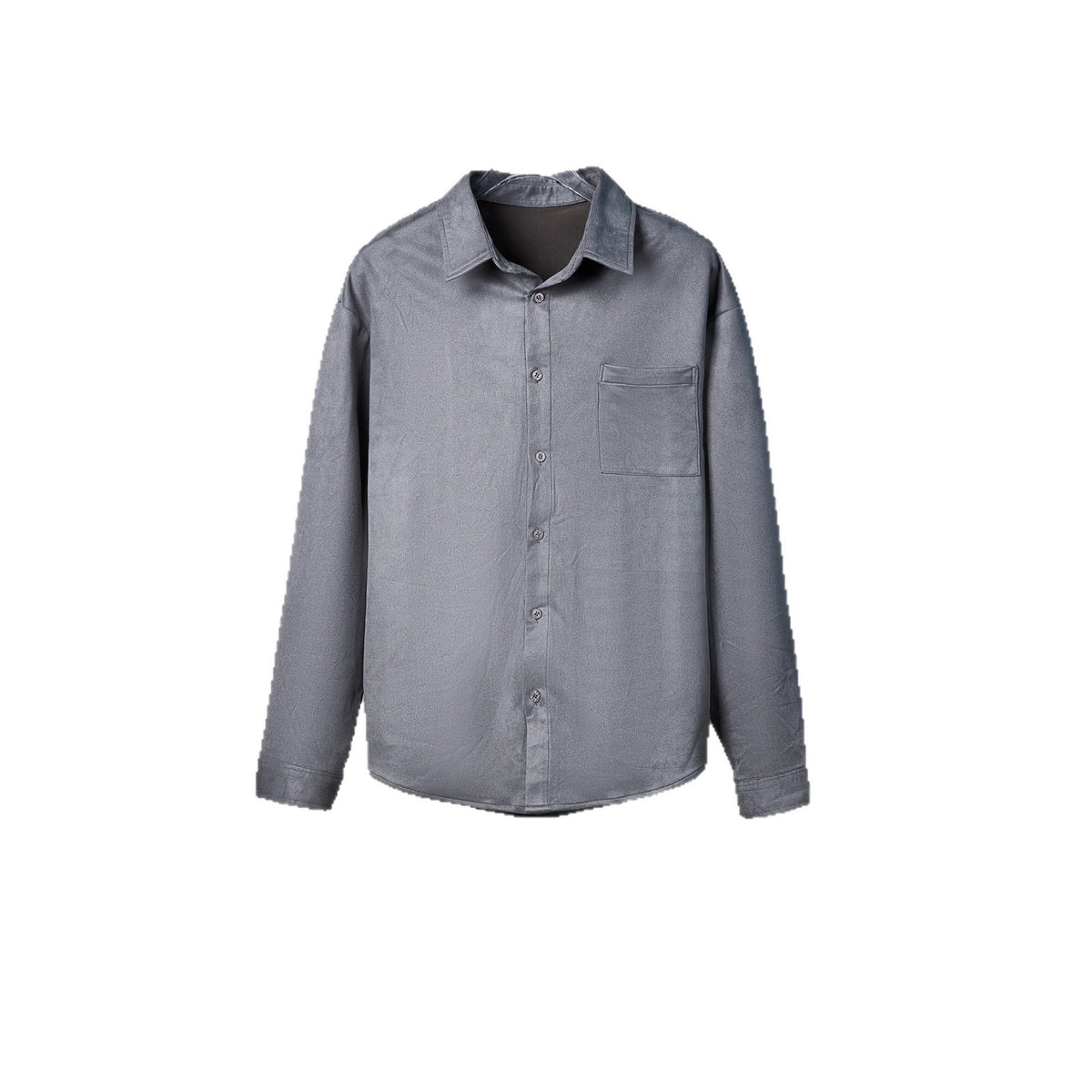 Chemise homme gris foncé à manches longues et poche poitrine