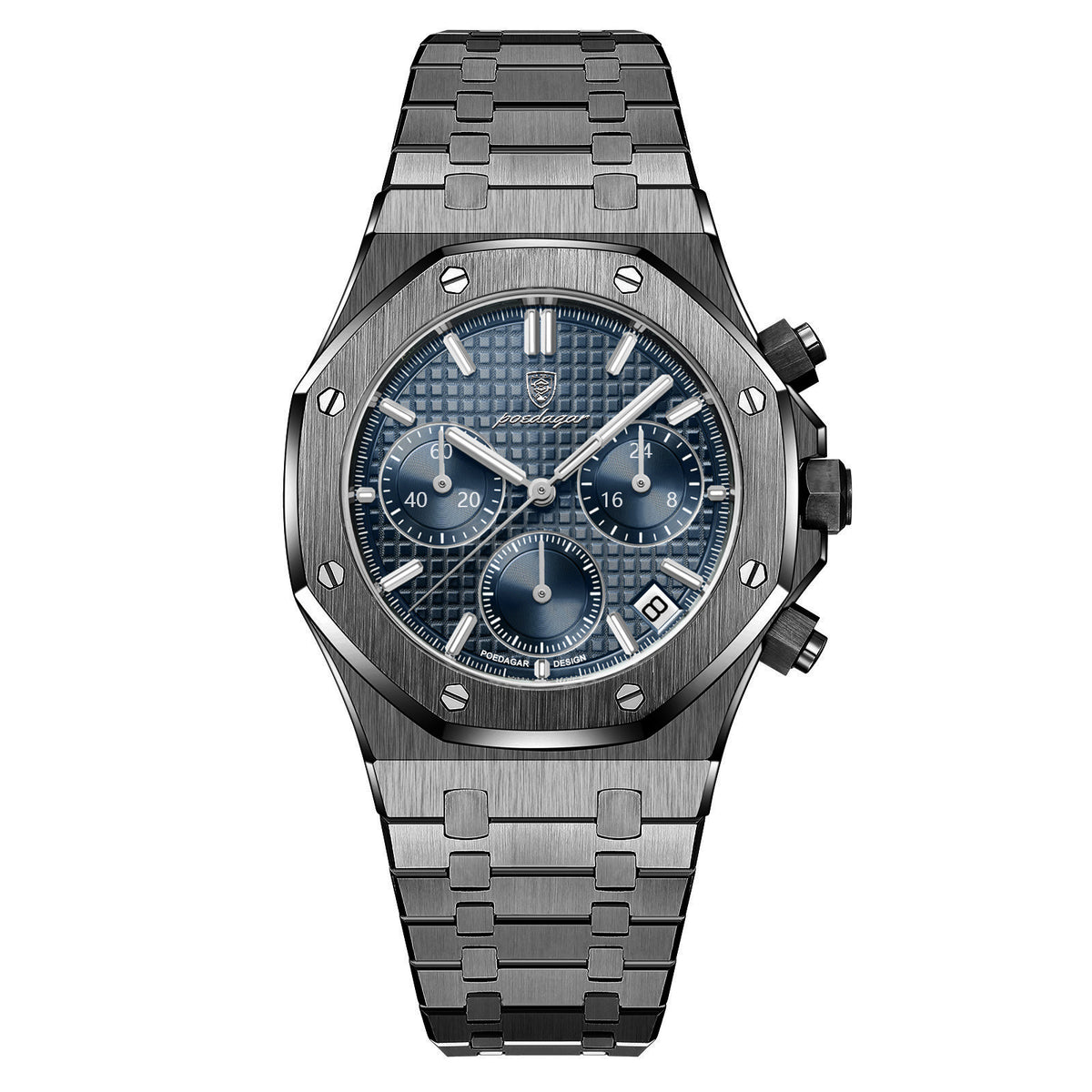 POEDAGAR Herrenuhr Chronograph – Edelstahl wasserdicht 30 m