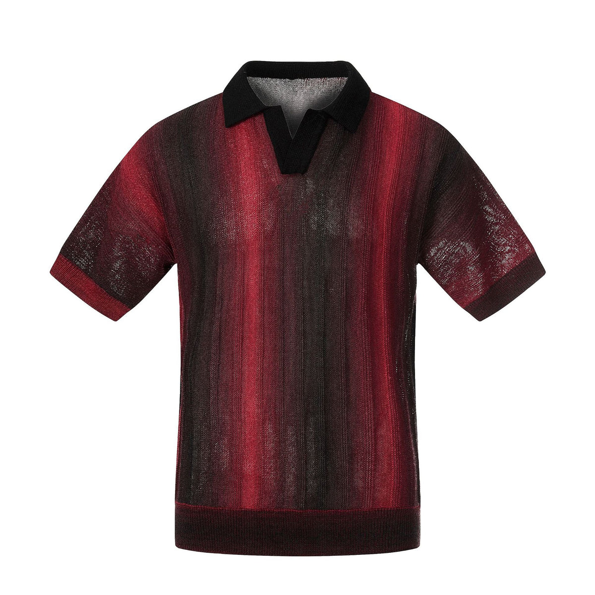 Polo homme en coton mélangé à maille texturée et rayures dégradées