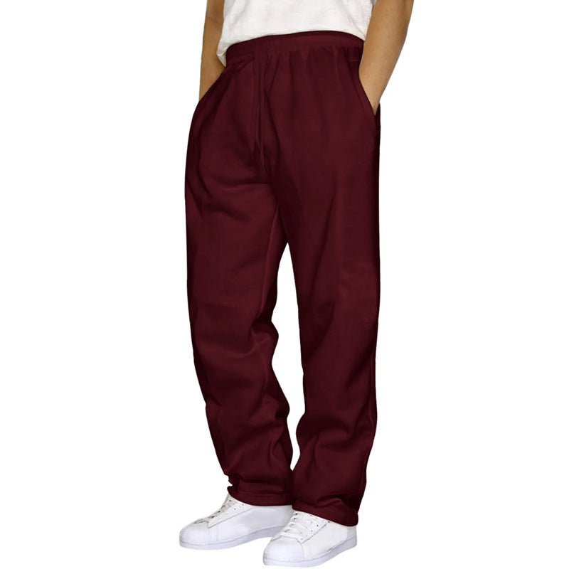 Pantalon homme effet lin taille à cordon – Coupe droite décontractée