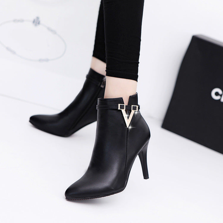 Bottines Sexy Femme – Talon Aiguille Haut, Bout Pointu, Fermeture Éclair