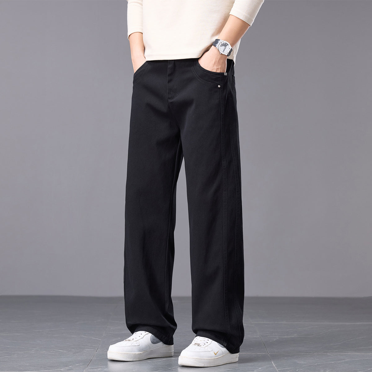 Pantalon homme effet jean coupe droite – Casual tendance, 3 coloris