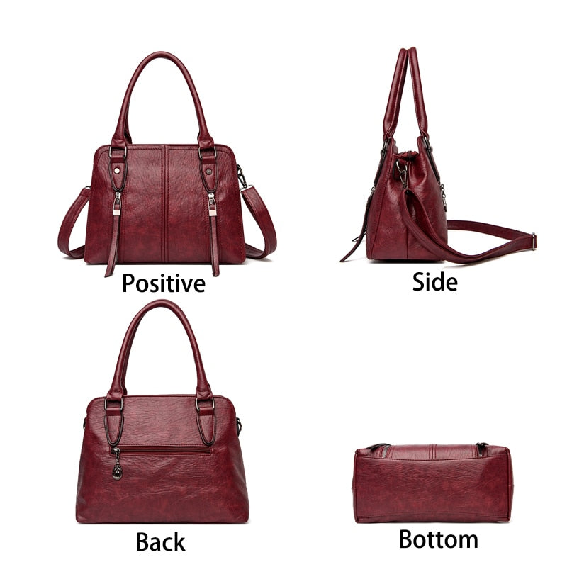 Women's Faux Leather Retro Large Capacity Handbag – Casual Chic Shoulder Bag