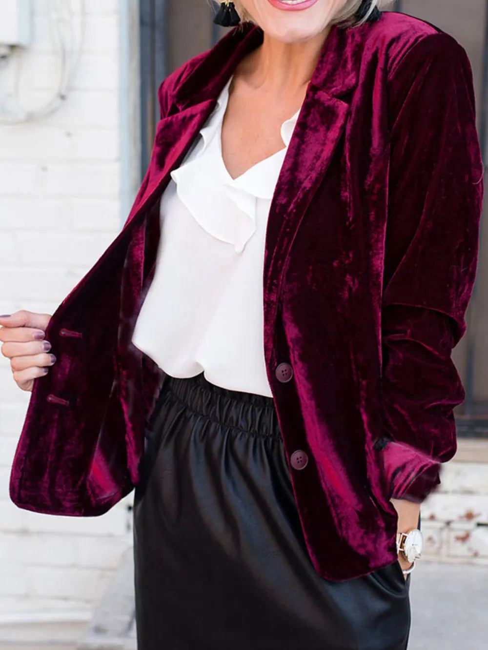 Buttoned Lapel Collar Blazer – Unlined Casual Chic Jacket