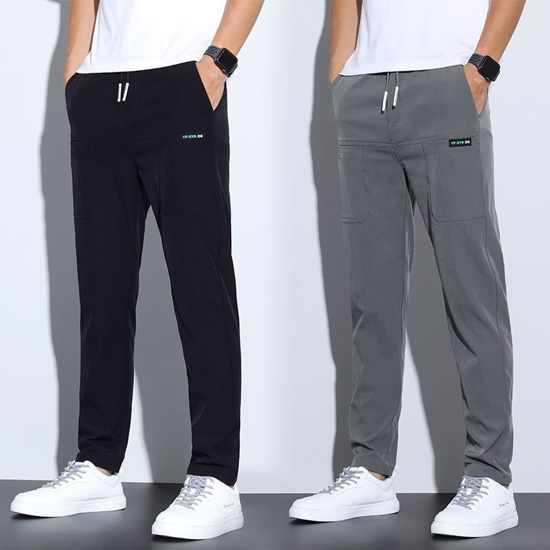 Pantalon homme léger coupe droite à cordon de serrage