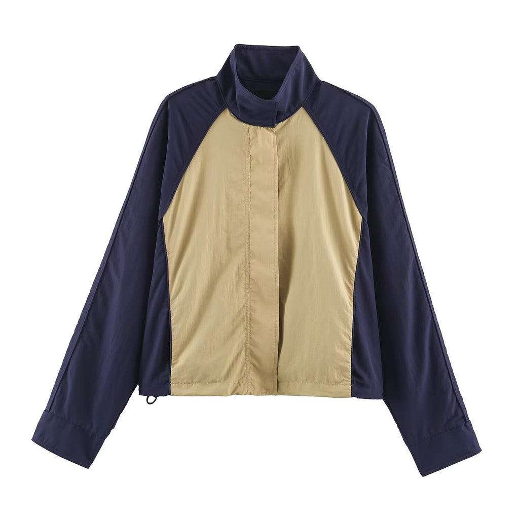 Ensemble Femme Veste Zippée à Col Montant et Pantalon Contrasté