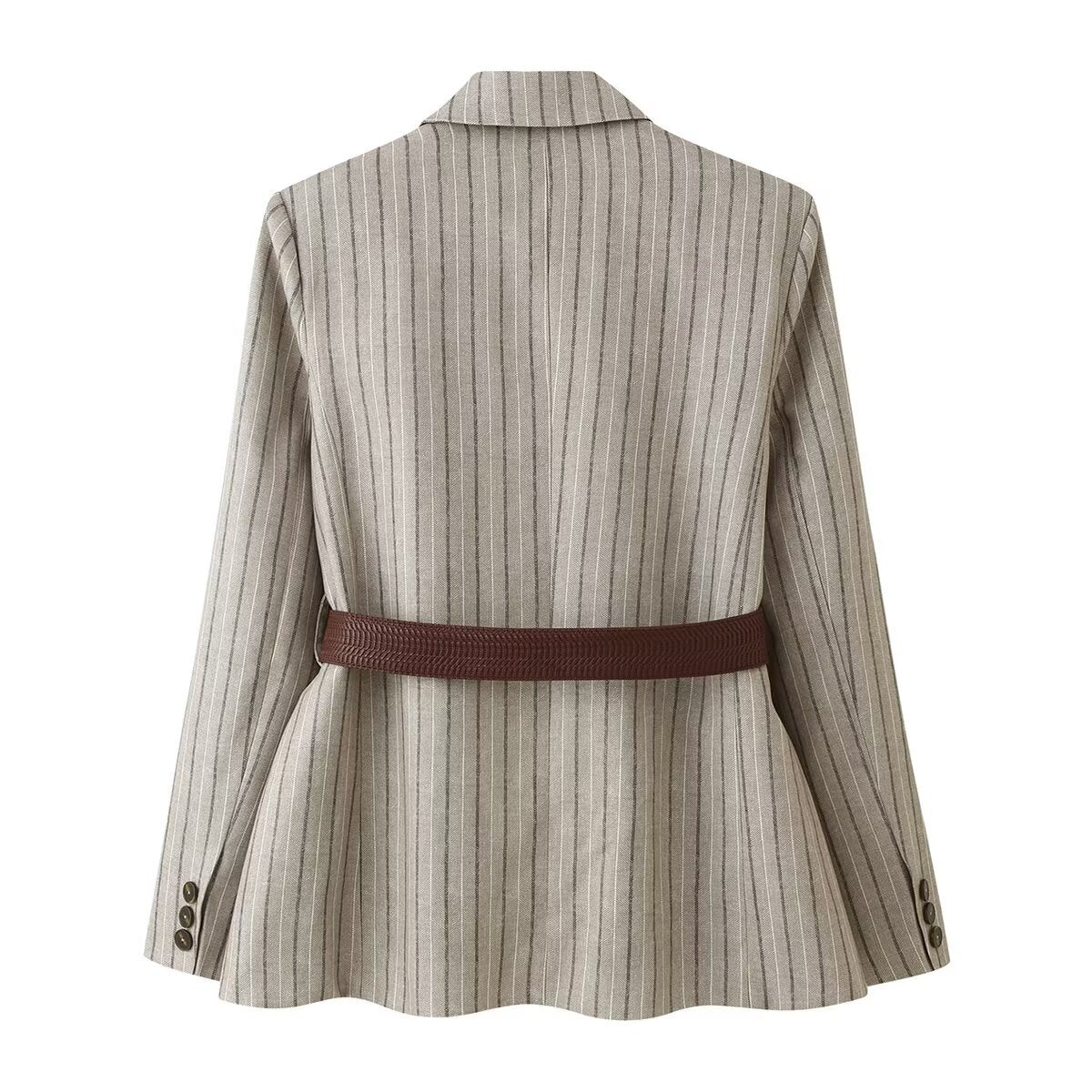 Blazer femme rayé à chevrons avec ceinture