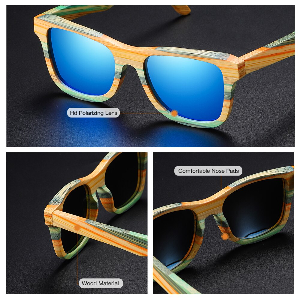 Lunettes de soleil en bois de bambou polarisées – Homme & Femme – Protection UV