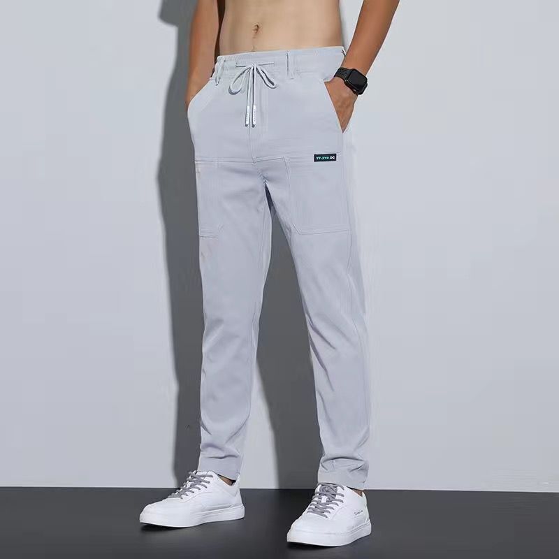 Pantalon homme léger coupe droite à cordon de serrage