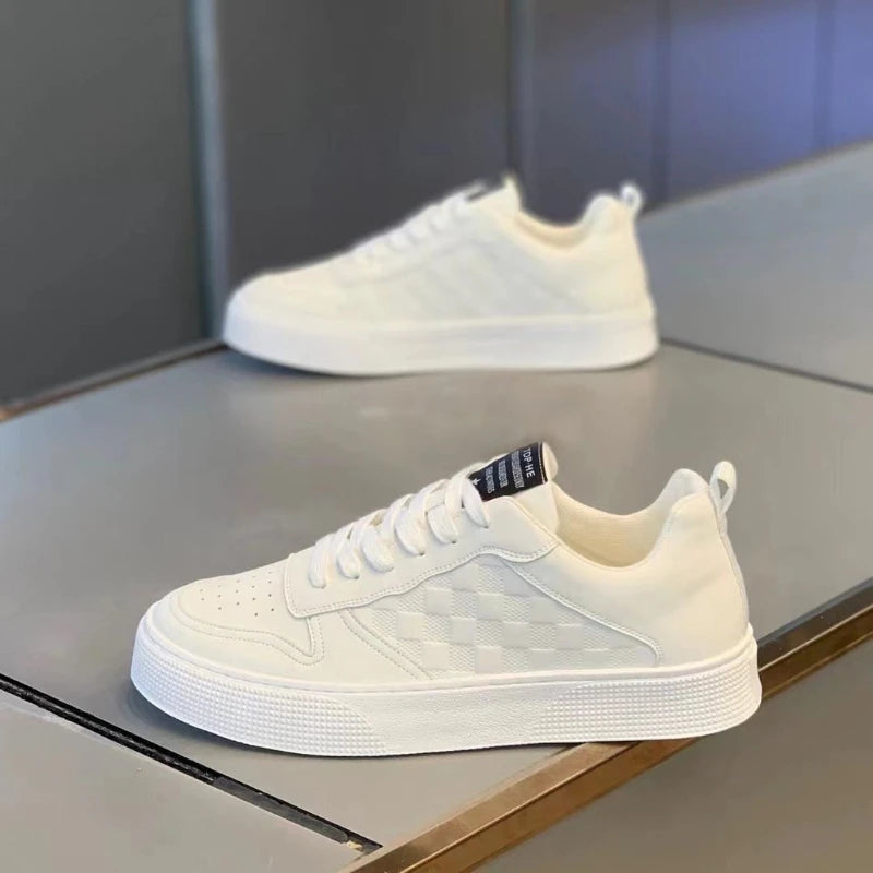 Men's Summer Sneakers – White, Thick Sole, Breathable, Trendy Style