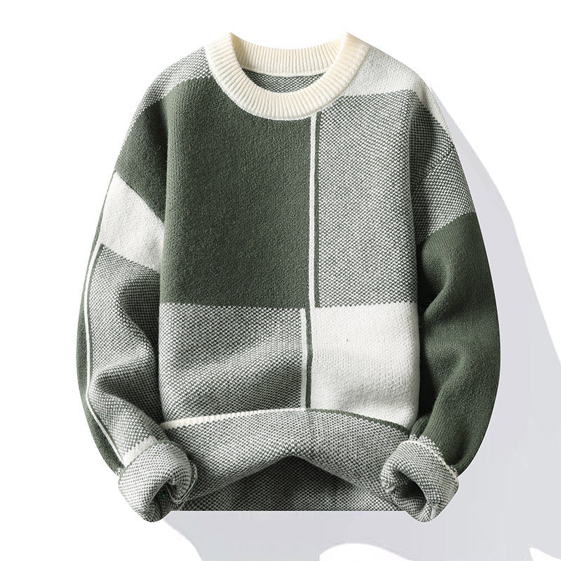 Pull homme à motifs géométriques et col rond