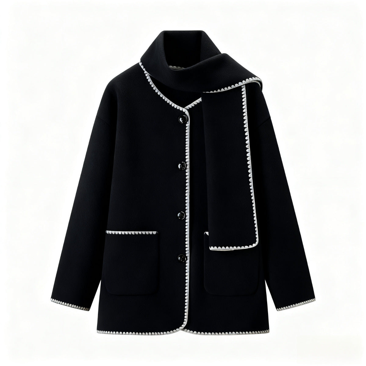 Manteau Col Écharpe Femme – Coupe Oversize Élégante Boutons