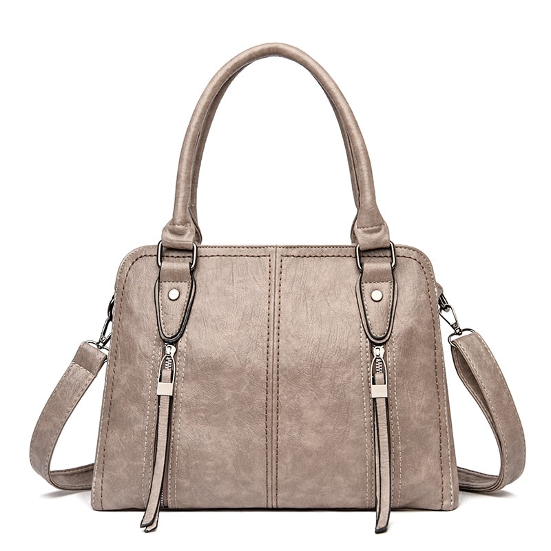 Damenhandtasche aus Kunstleder im Retro-Look mit großem Fassungsvermögen – lässige, schicke Umhängetasche