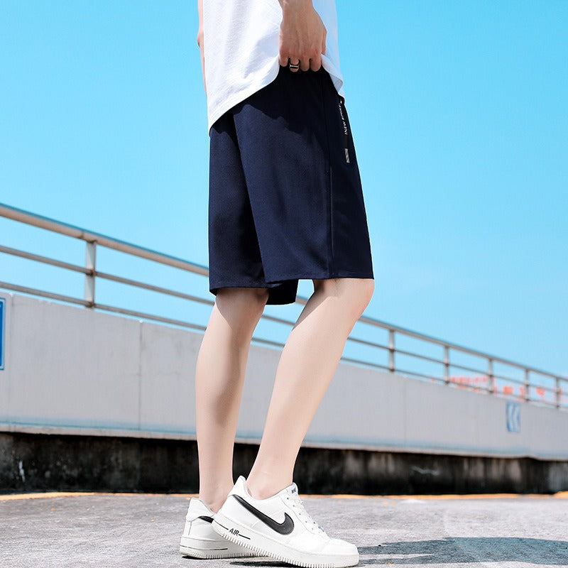 Short homme soie de glace séchage rapide – Style coréen couleur unie grande taille