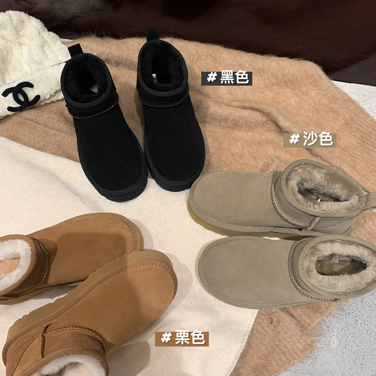Bottes Neige Femme – Fourrées, Semelle Épaisse EVA, Chaudes et Confortables