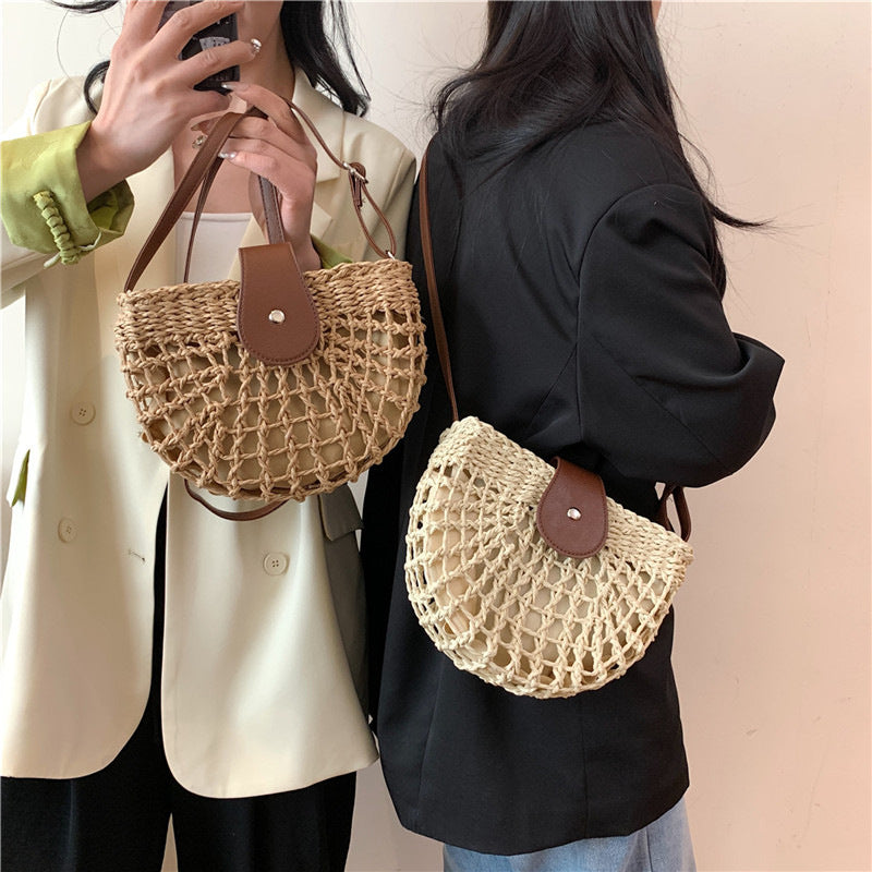 Sac tressé en paille femme – Sac de plage bandoulière épaule