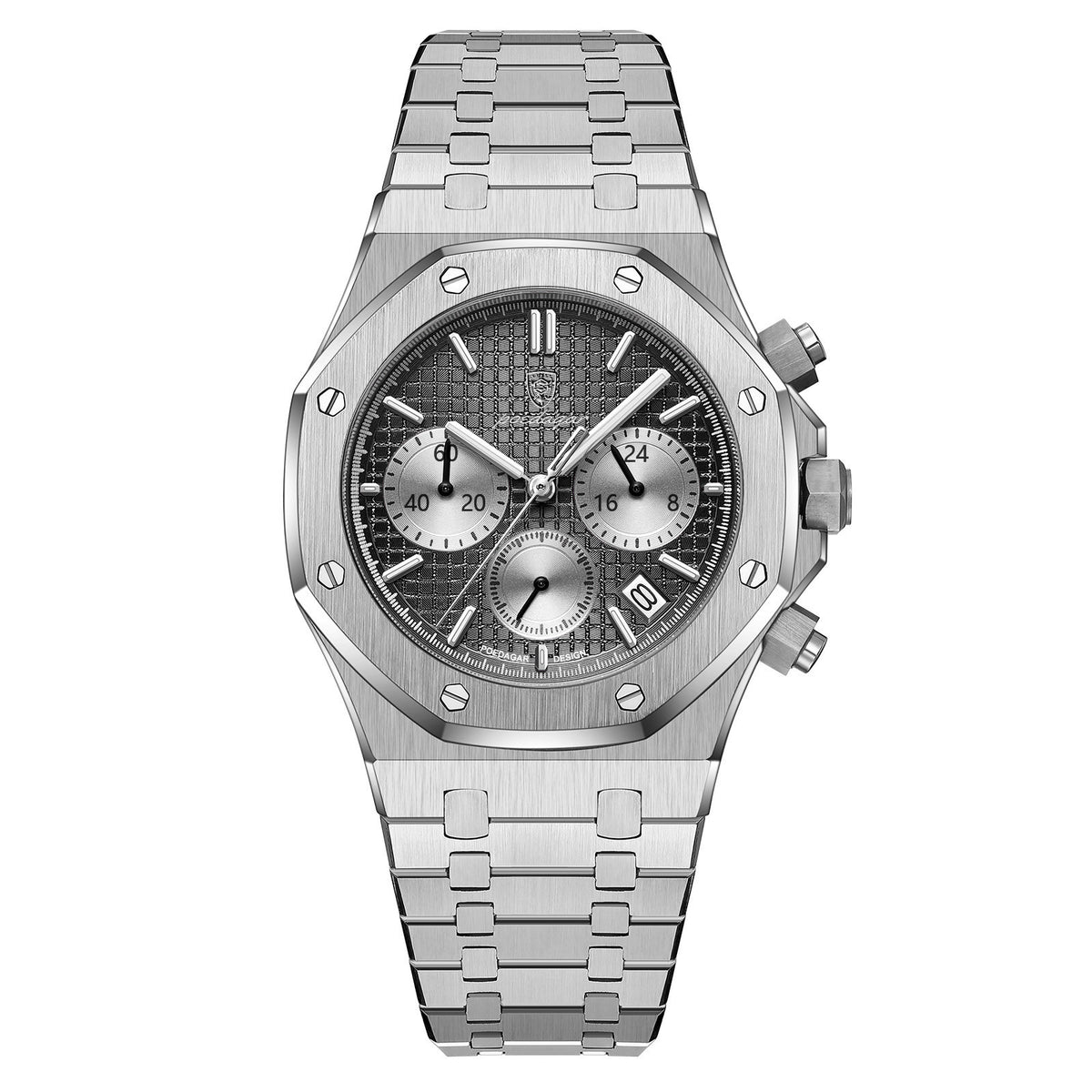 POEDAGAR Herrenuhr Chronograph – Edelstahl wasserdicht 30 m