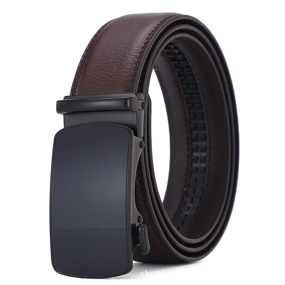 Ceinture homme en croûte de cuir à boucle automatique