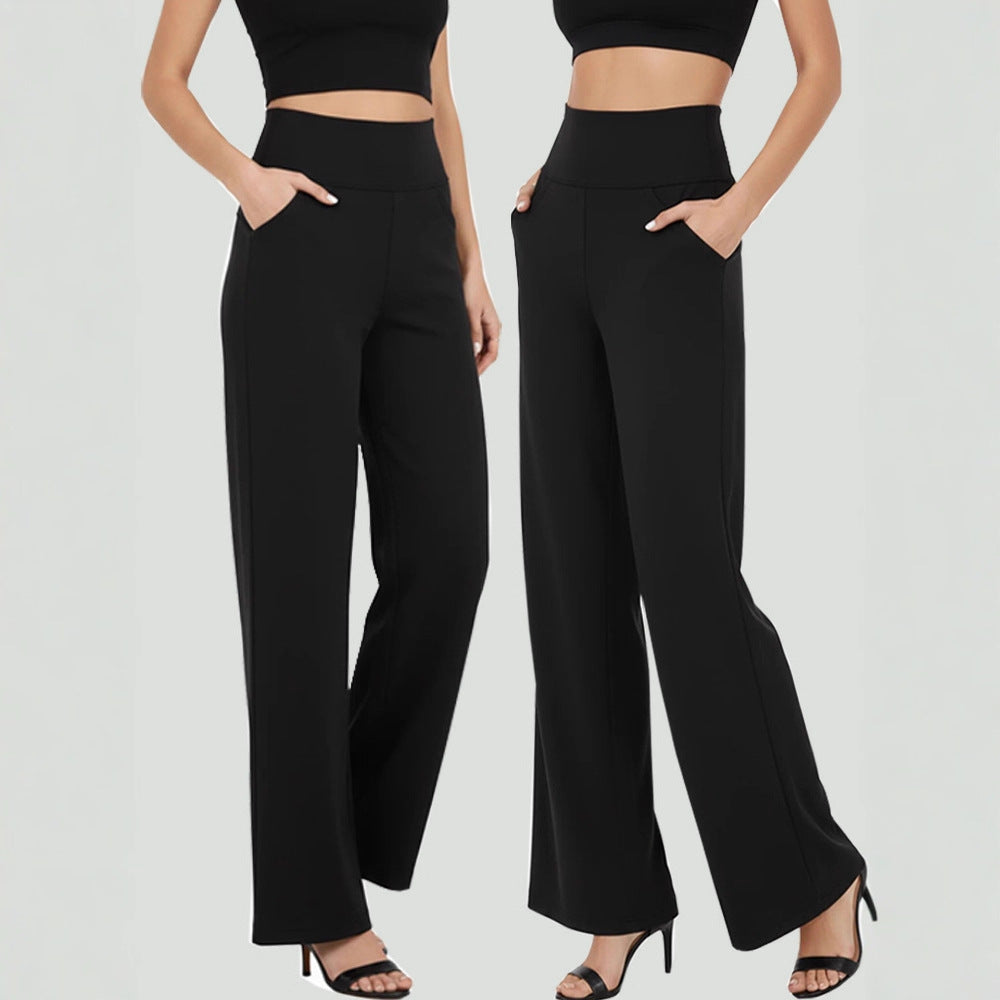 Pantalon large femme avec poches – Coupe droite, style casual