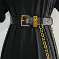 Ceinture femme en cuir avec chaîne dorée
